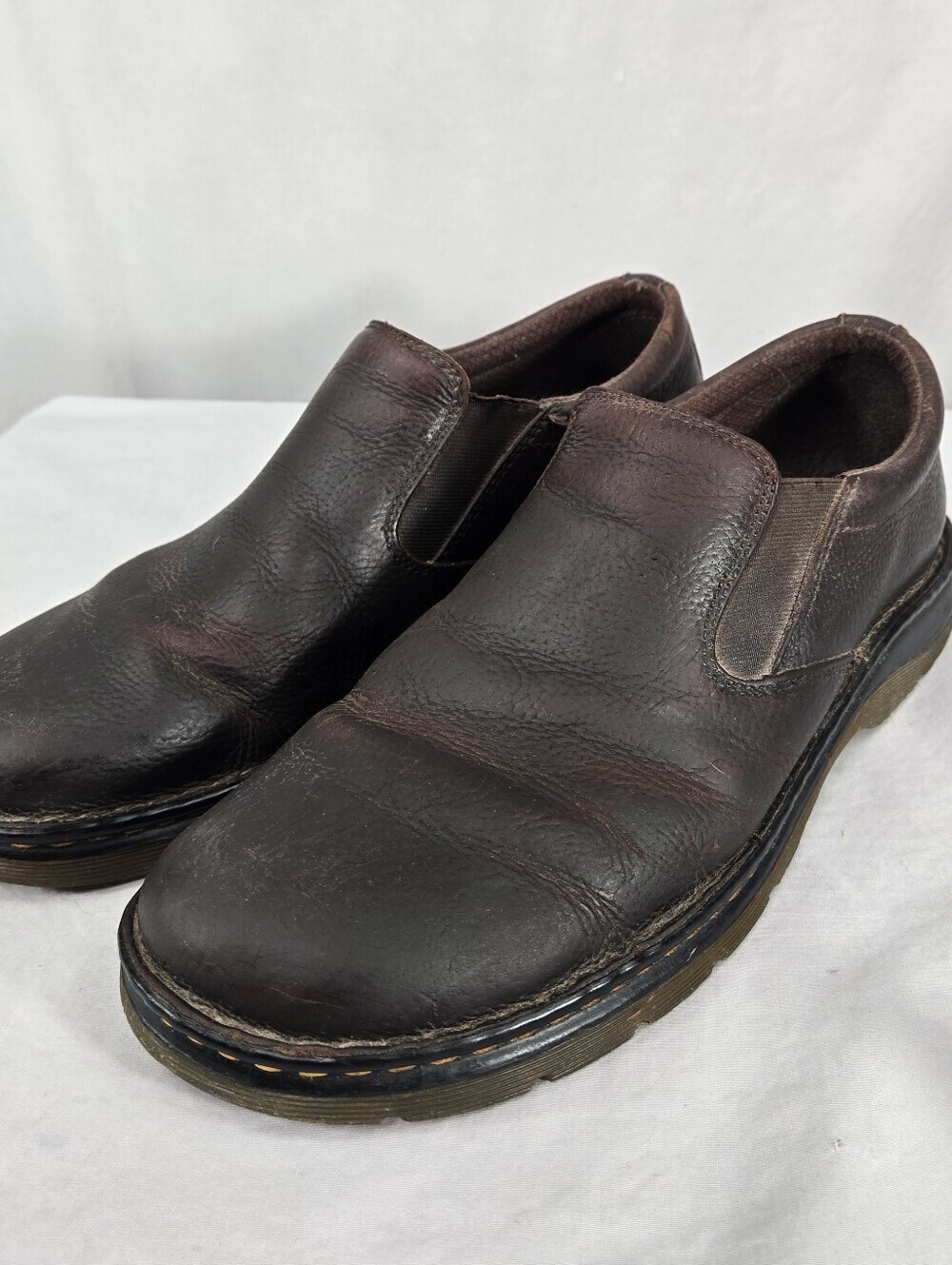 Dr Doc Martens Bryce Shoes Leather Slip On Loafer Brown Size 12 Men's